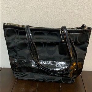 Black Sequin Coach Purse